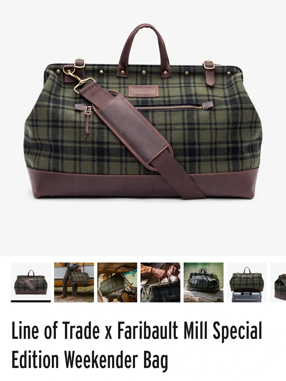 Green Plaid Weekender Bag NWT